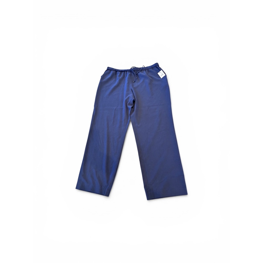 Tahari Jolee Navy Blue Wide Leg Drawstring Pants XL NEW